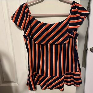 #8 Banana Republic Top Navy & Coral Stripe